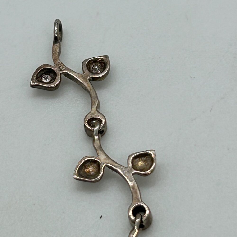 Sterling Silver Vintage Floral S-Link Bracelet 7.81 Grams With Rhinestones 1990s - Picture 12 of 16
